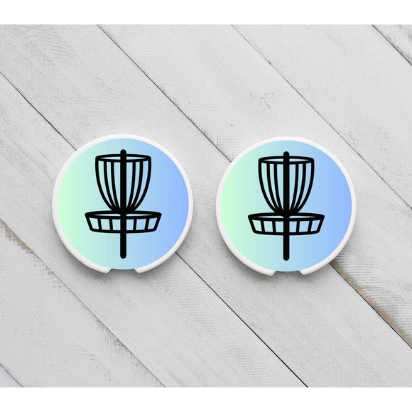 2 Pack DISC GOLF BASKET Car Drink Coasters Ceramic Car Cup CHOOSE COLOR - Picture 4 of 6